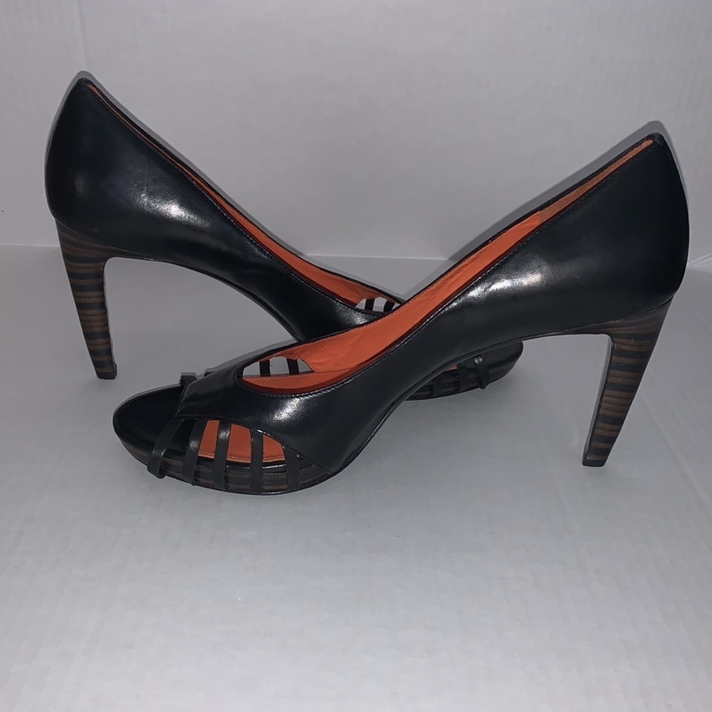 Via Spiga Black Open Toe Pumps Size 10.5M